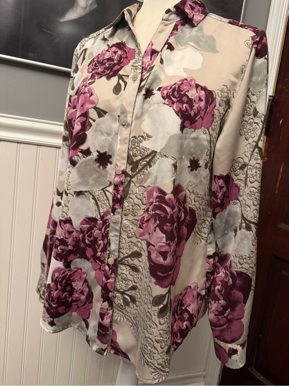 Chico’s Purple Floral Print Button Up Blouse Size 1
(M) - Picture 2 of 10